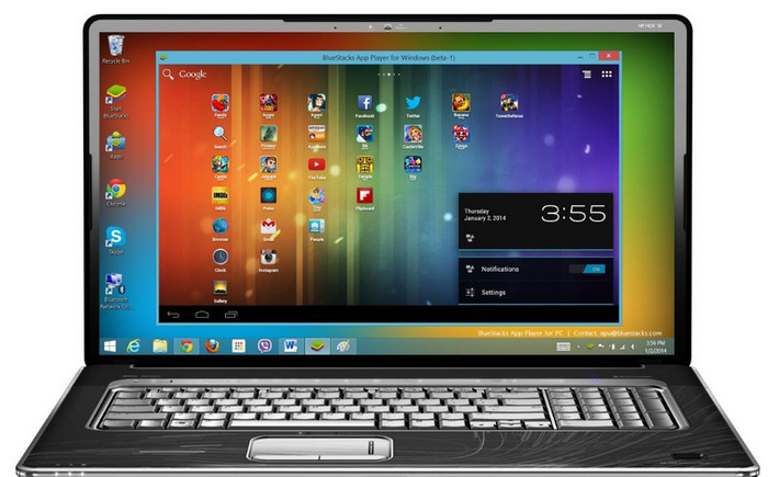 Эмулятор BlueStacks на ноутбуке